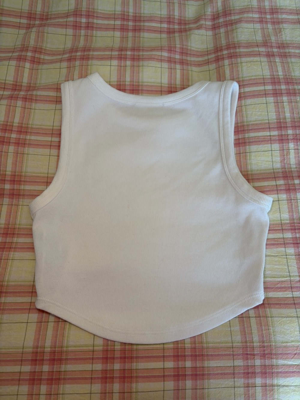White Ribbed Cropped Basic Tank - Picture 2 of 7
